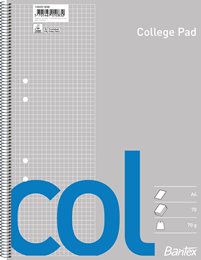 Bantex Col college pad, A4+, squared, Swedish punched holes