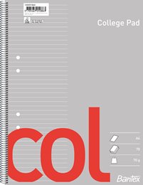 Bantex Col college pad, A4+, ruled, Swedish punched holes