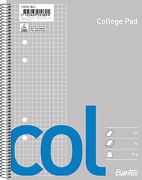 Bantex Col college pad, A5+, kvadreret, svensk hulning