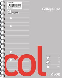 Bantex Col college pad, A5+, Ruled, Swedish punched