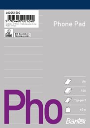 Bantex Phonepad, A6, ruled, unpunched