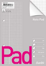 Bantex standard pad A5, squared, punched, side glued