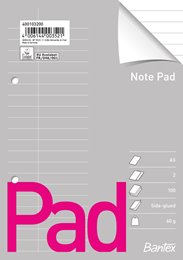 Bantex standard pad A5, Ruled, punched pac of 2, side glued