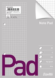 Bantex standard pad A5, squared, punched, top glued