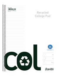 Bantex Col college pad recycled paper, A4+, ruled