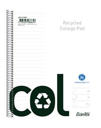 Bantex Col college pad recycled paper, A5+, ruled
