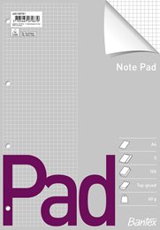 Bantex standard pad, A4, Squared, punched, top glued